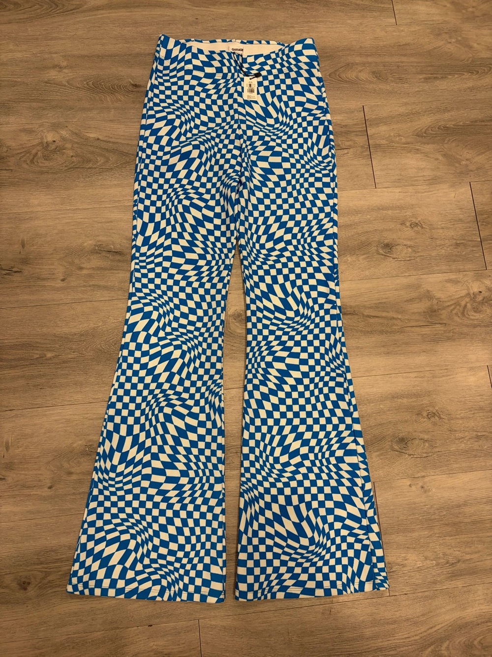 Garage Blue and White Distorted Checkered Skirt